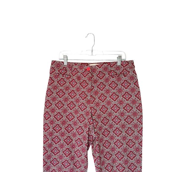 Talbots Pink White Medallion Paisley Office Work Career Crop Dress Pants Size 12 - Picture 6 of 11